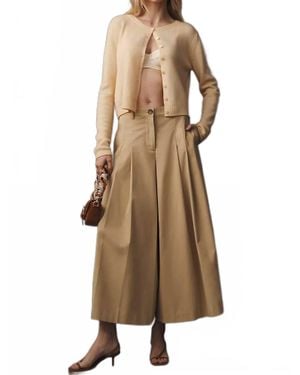 Astr Rowen Pleated Culotte Pants - Natural