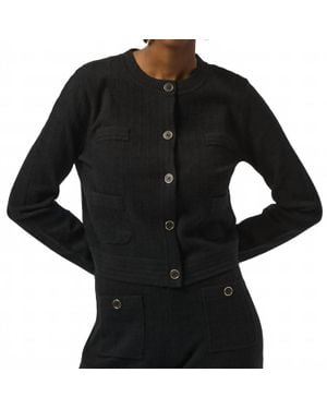 Joseph Ribkoff Crew Neck Button Front Jacket - Black
