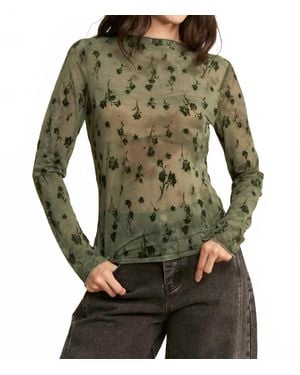 Davi & Dani Mesh Long Sleeve Layering Top - Green