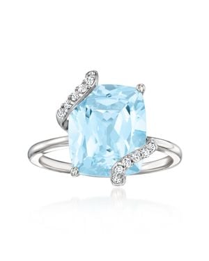 Ross-Simons Sky Topaz Ring With Diamonds - Blue