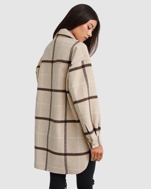 Belle & Bloom River's Edge Plaid Shacket - Natural