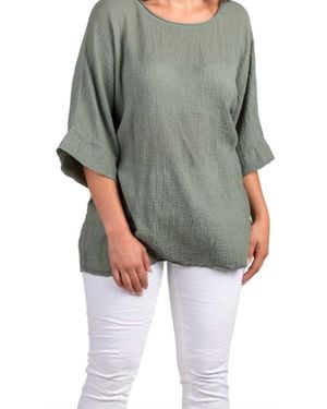 Gigi Moda Rina Waffle Cotton Top - Gray