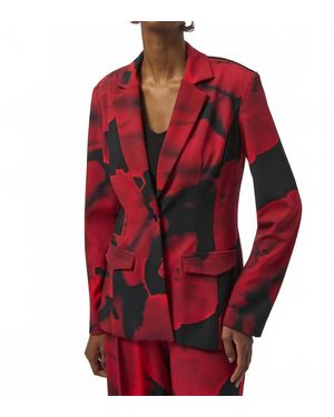 Joseph Ribkoff Abstract Print Straight Blazer - Red