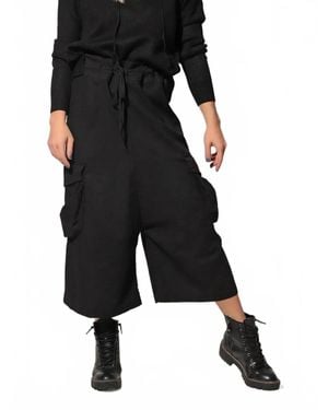 ADEPTT Cropped Drop Crotch Cargo Pants - Black