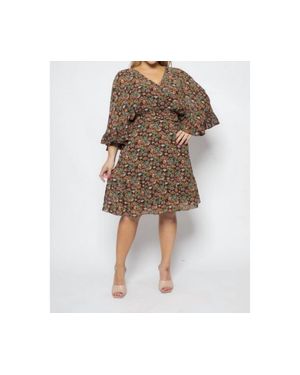 Curve Market Curvy Floral Flare Dress - Multicolor