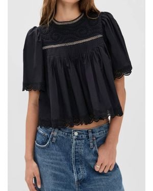 Sea Larissa Embroidery Top - Black