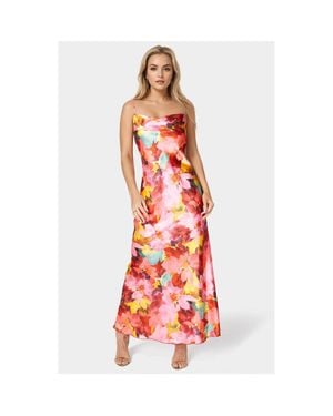Bebe Print Satin Maxi Dress - Red