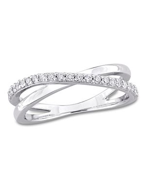 Eternally Yours 1/4Ct Dew Created Moissanite Criss-Cross Ring Sterling - Metallic