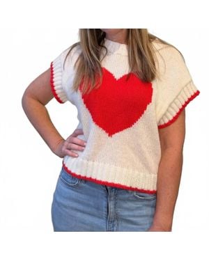 Day + Moon Box Heart Sweater - Red