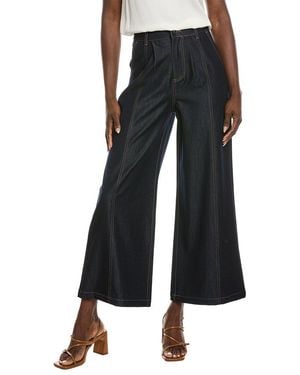 Gracia Contrast Stitch Wide Leg Casual Pant - Black
