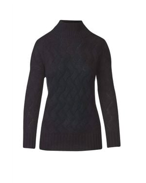Kinross Cashmere Cable Funnel Top - Black
