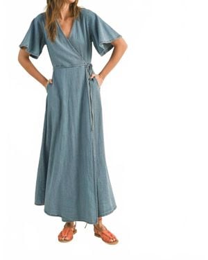 Miou Muse Denim Maxi Wrap Dress - Blue