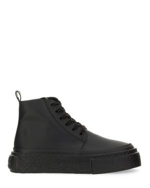 MM6 by Maison Martin Margiela Leather Lace-Up Sneakers - Black