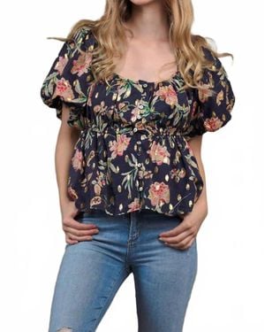 Collective Rack Floral Puffed Button-Down - Black