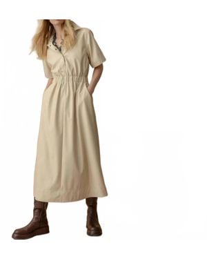 Lilla P Elastic Waist Short Sleeve Dress - Natural