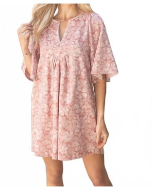 Voya Stitch Detailed Short Sleeve Dress - Pink