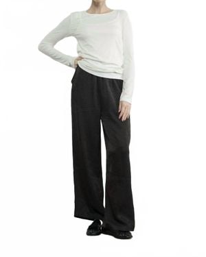 Aaron & Amber Crinkle Satin Pants - White