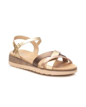 Xti Low Wedge Strappy Sandals - Metallic