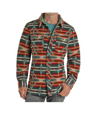 Powder River Aztec Wool Blend Shirt Jacket - Red