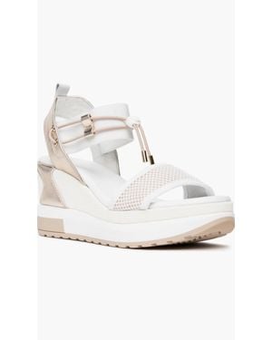 Nero Giardini Bungee Platform Wedge Sandals - White