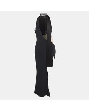 David Koma Crepe Cut-Out Long Dress - Black