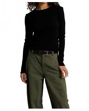 PERFECTWHITETEE Marcela Cotton Rib Long Sleeve Tee - Black