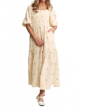 J.Nna In The Meadows Floral Embroidered Maxi Dress - Natural