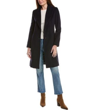 Sofiacashmere Shawl Collar Wool & Cashmere-Blend Coat - Black