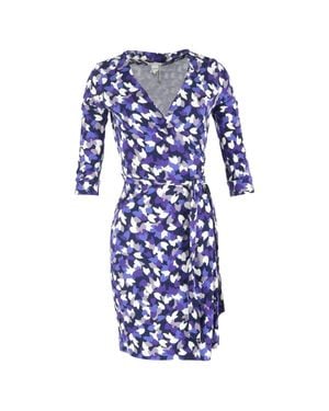 Diane von Furstenberg Printed Mini Wrap Dress - Blue