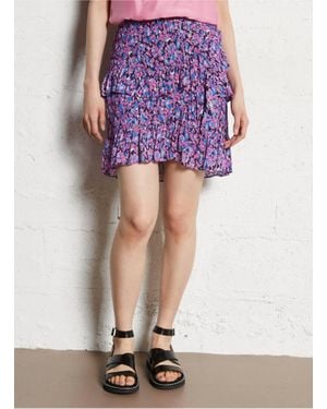 Berenice Jupe Courte Volants Imprimee Skirt - Purple