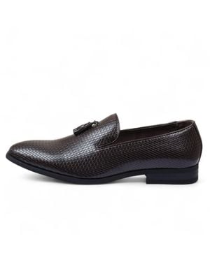 Infinity Leather Formal Tassel Loafers Slip-On Leather Shoes - Black