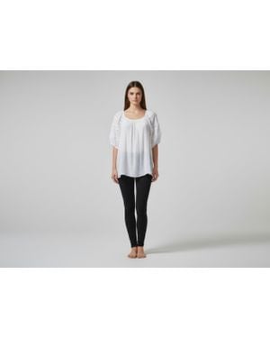 TRUEDAMES Unique Spectrum Solid Short Sleeve Blouse - Black