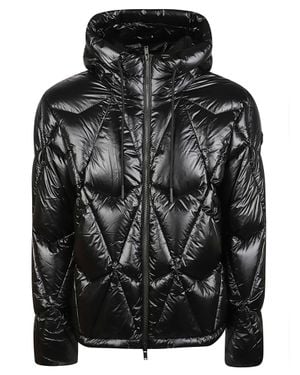 Moose Knuckles Iceberg Glossy Quilted Hooded Geometric Recycled Nylon Down Jacket - Black