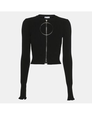 Rabanne Knit Zip Full Sleeve Cardigan - Black