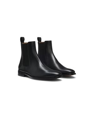 BOSS Beckham X Leather Chelsea Boots With Elasticated Panels - Black