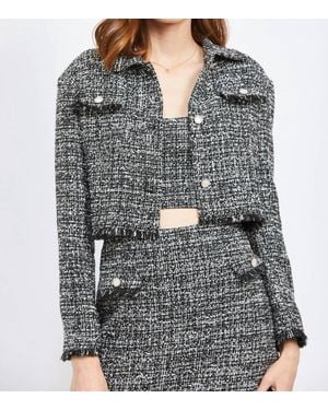 En Saison Noelle Tweed Cropped Jacket - Gray