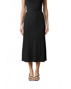 Lilla P Straight Rib Midi Skirt - Black
