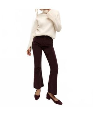 Veronica Beard Carson Ankle Flare Cord Pants - Red