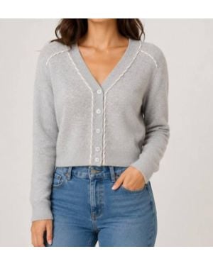 Autumn Cashmere V Neck Cardigan With Lacing - Gray