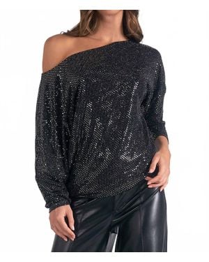 Elan Off The Shoulder Sparkle Top - Black
