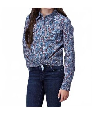Roper Girl's River Paisley Shirt - Blue