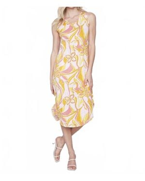 Charlie b Printed Sleeveless V-Neck With Shirttail Hem Dress - Metallic