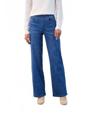 Fdj Portia Pull-On Wide Leg Denim Pants - Blue