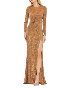 Ieena for Mac Duggal Sequin Twist Gown - Natural
