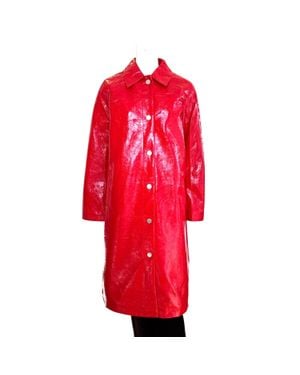 Tahari Patent Leather Coat - Red