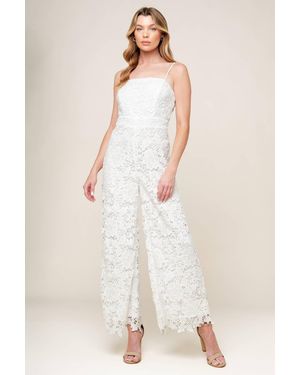 TRUEDAMES Just Enough Off Woven Lace Jumpsuit - Natural
