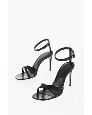 Victoria Beckham Leather Decol Ankle-Strap Sandals Heel 9Cm - Black