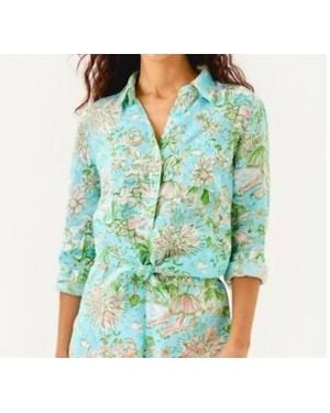 Lilly Pulitzer Sea View Button Down Top - Green