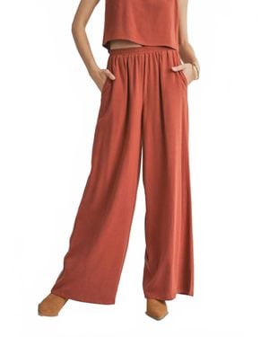 Sadie & Sage Sugarloaf Wide Leg Linen Pants - Red