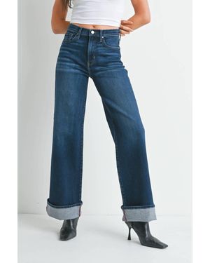 Just Black Denim Cuffed Palazzo Pants - Blue